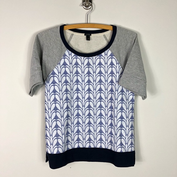 J. Crew Paneled Short Sleeve Sweatshirt Navy *89 - Picture 3 of 8